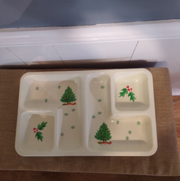 Art Form Ind Christmas Tree Chip Dip Rigid Plastic Divided Serving Tray Vintage - Picture 4 of 13